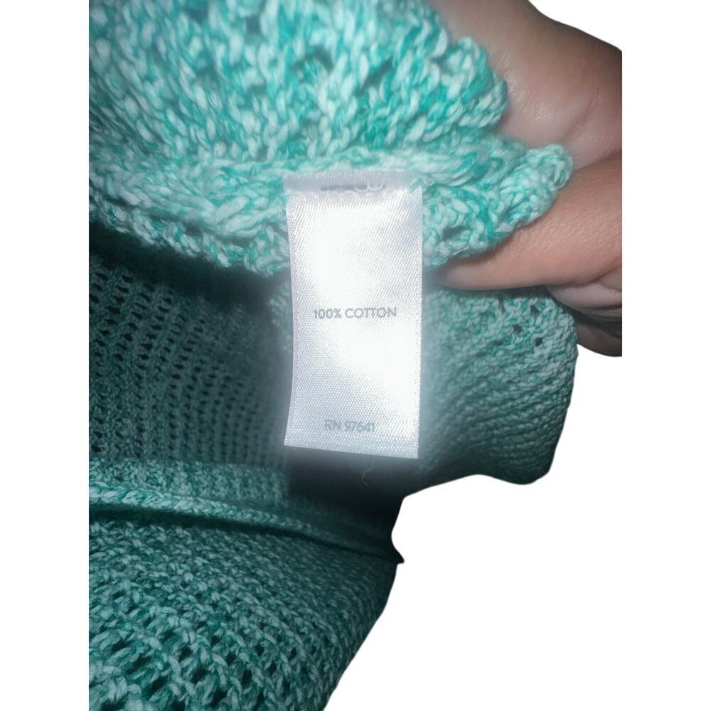 J. Jill Wearever Open Knit Cardigan Sweater Medium NWT Aqua Mint 100% Cotton - Picture 6 of 8